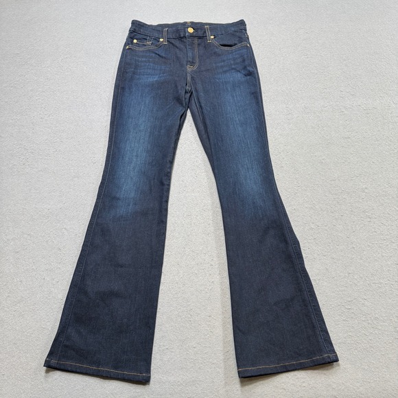 7 For All Mankind Denim - 7 For All Mankind Jeans Women's 29 Blue Dark Wash Flare Leg Embellished Pockets